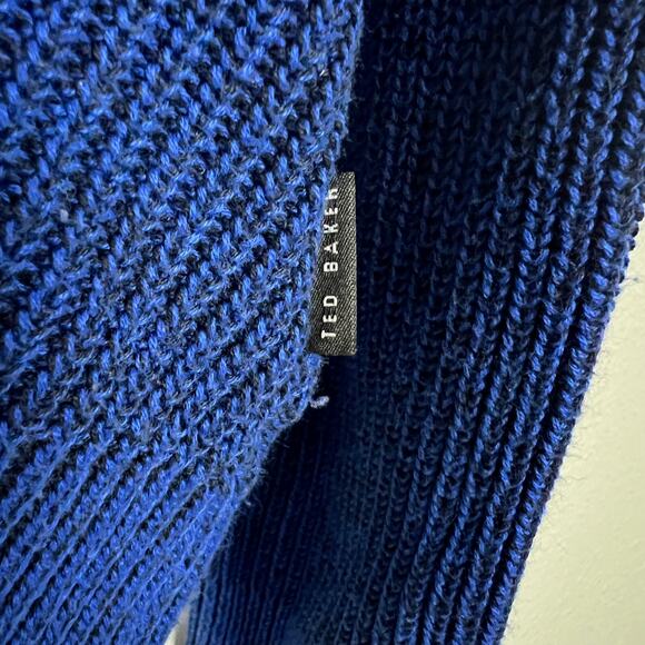 Ted Baker London Mixme Directional Ribbed Crewneck Blue Sweater SZ 4 (US Large) - Picture 6 of 9